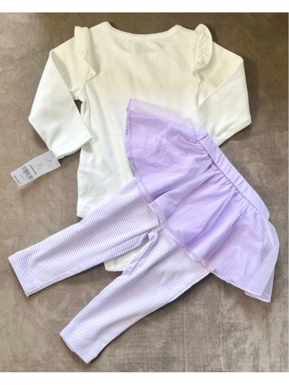 NWT Carter's Baby Girl 2 Piece Set 9M White Purple Unicorn tutu Pants